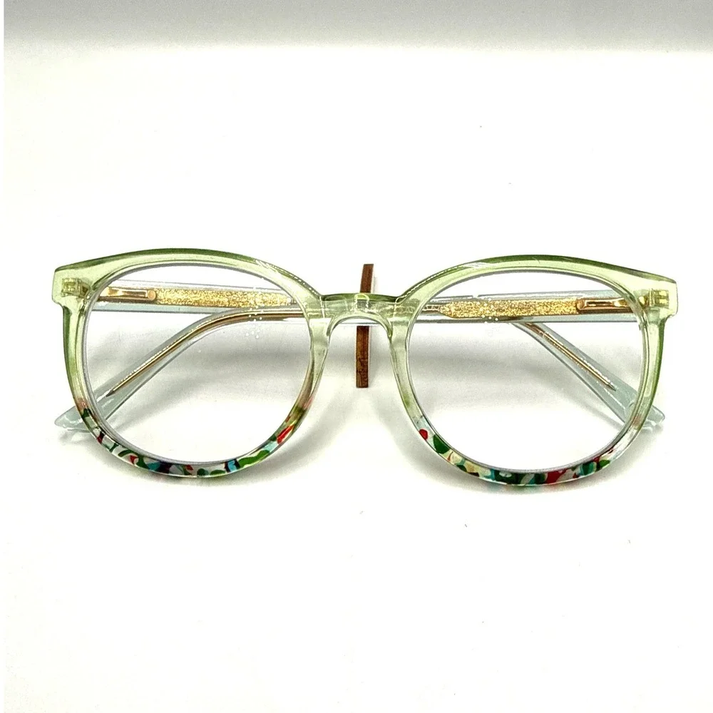 Peepers Thats a Wrap 3293 Green Confetti Blue Light Reading Glasses +2.00 Frames